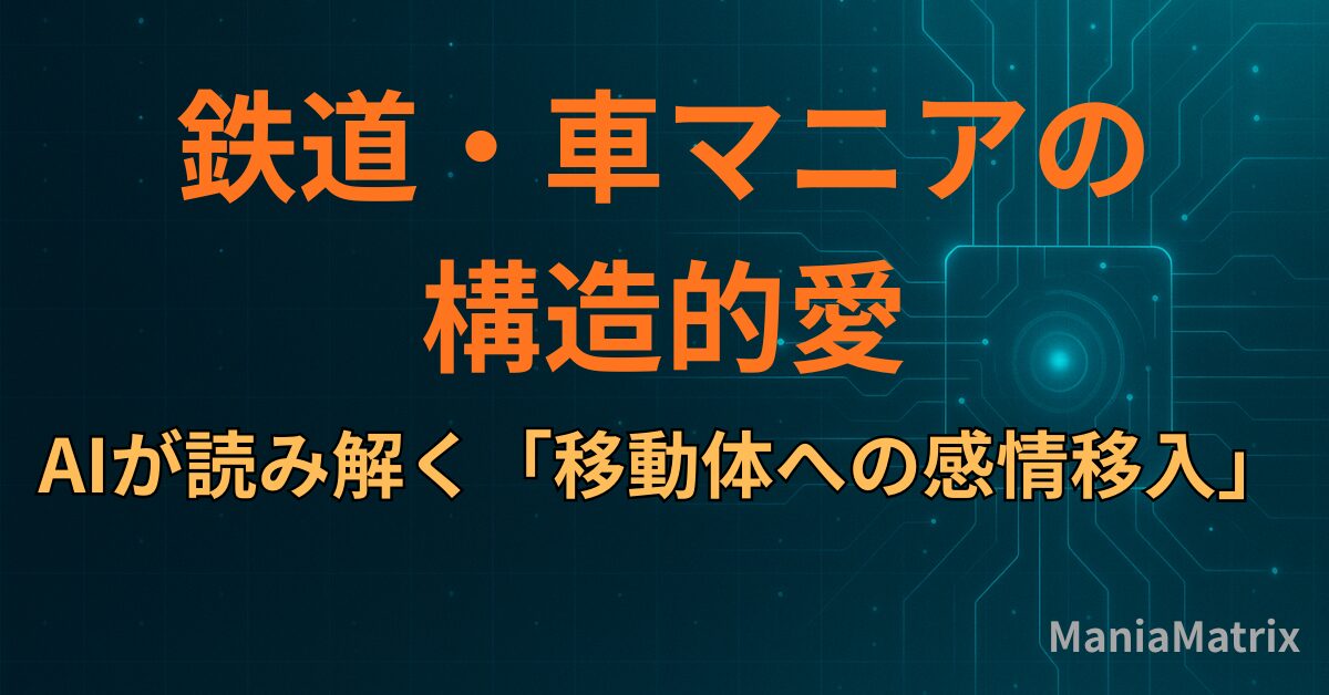 鉄道・車マニアの構造的愛：AIが読み解く「移動体への感情移入」