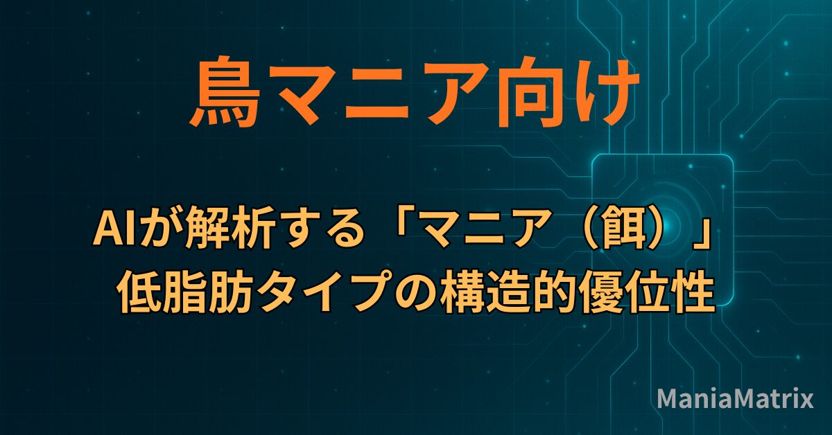 AIが解析する「マニア（餌）」低脂肪タイプの構造的優位性