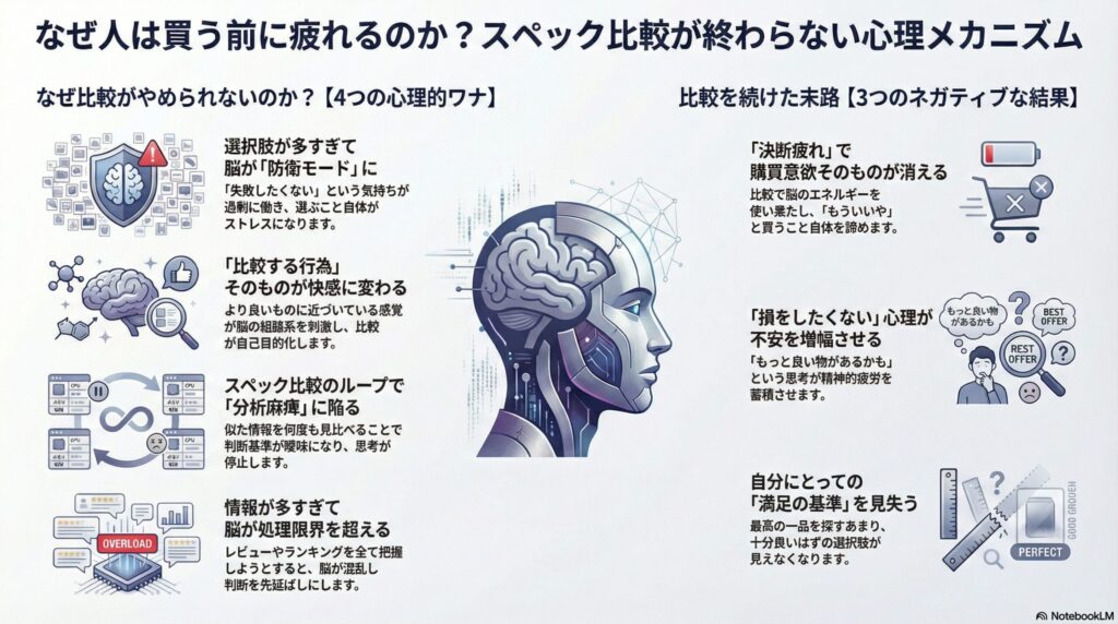 なぜ人は買う前に疲れるのか ― スペック比較が終わらない心理構造～ハマる心理の構造①