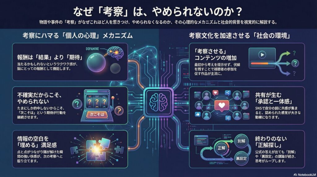 なぜ人は「考察」をやめられないのか― 予想と仮説が快感になる心理構造~ハマる心理の構造④