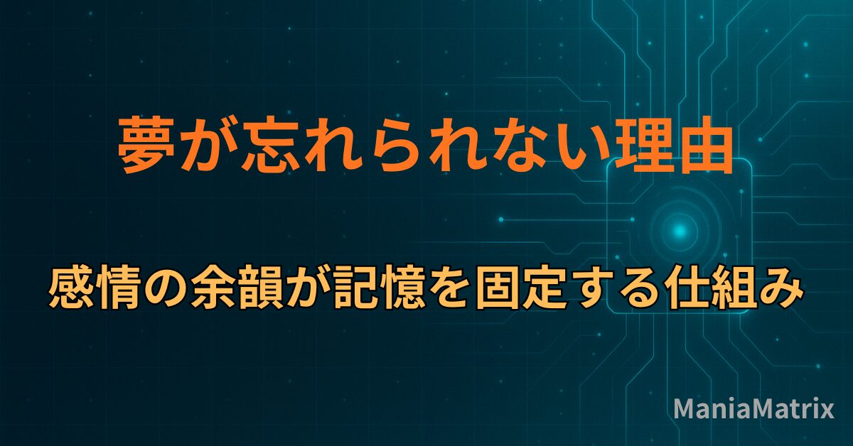 夢が忘れられない理由｜感情の余韻が記憶を固定する仕組み～ハマる心理の構造⑤