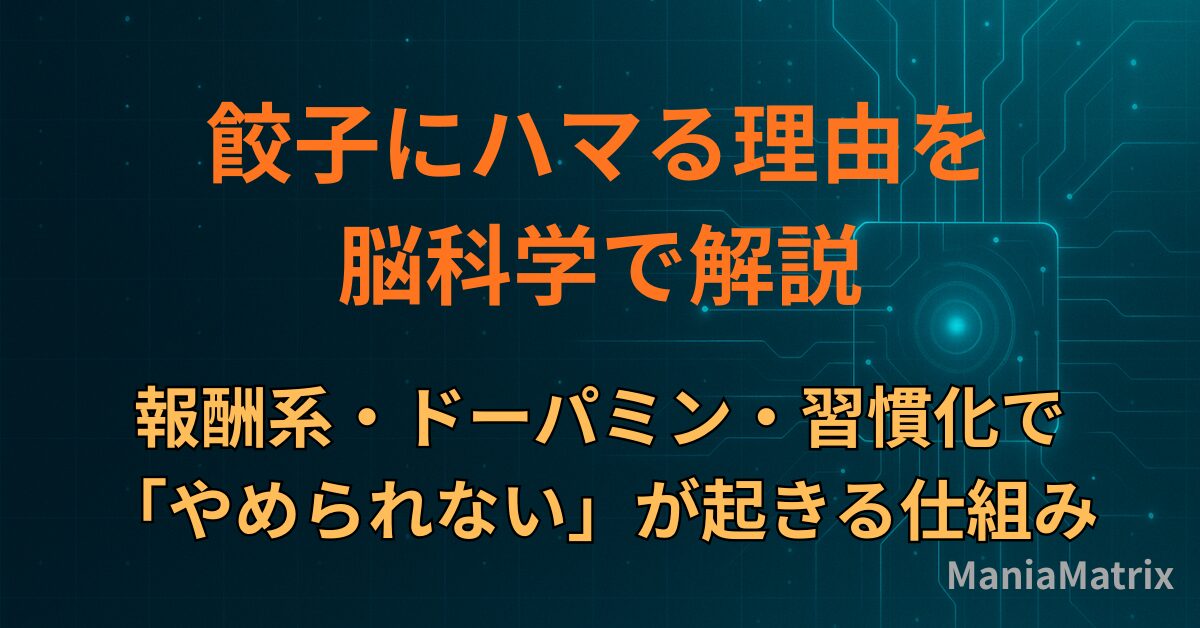 P記事　餃子にハマる理由を脳科学で解説｜報酬系・ドーパミン・習慣化で「やめられない」が起きる仕組み～