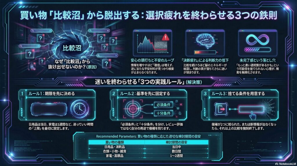 買い物「比較沼」脱出の3鉄則