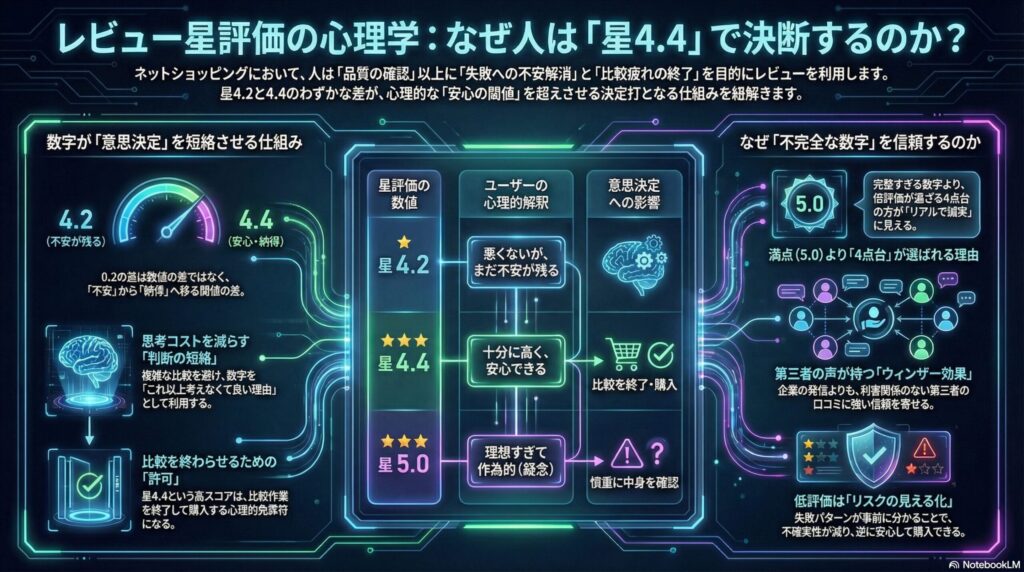 なぜ人は“レビュー星4.2”で迷い、“星4.4”で決めるのか