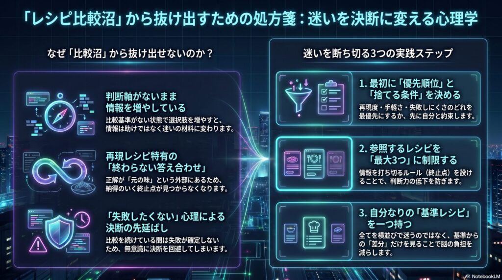 レシピ比較沼脱出の心理学