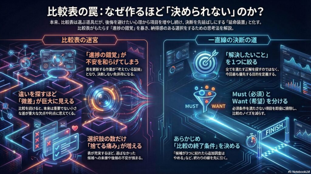 決断を鈍らせる比較表の罠