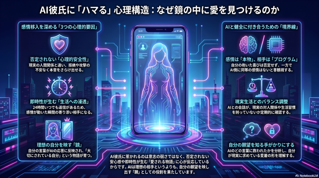 AI彼氏に惹かれる心理構造の図解